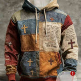 Moletom Com Capuz Estampa Patchwork Com Lettering Frontal