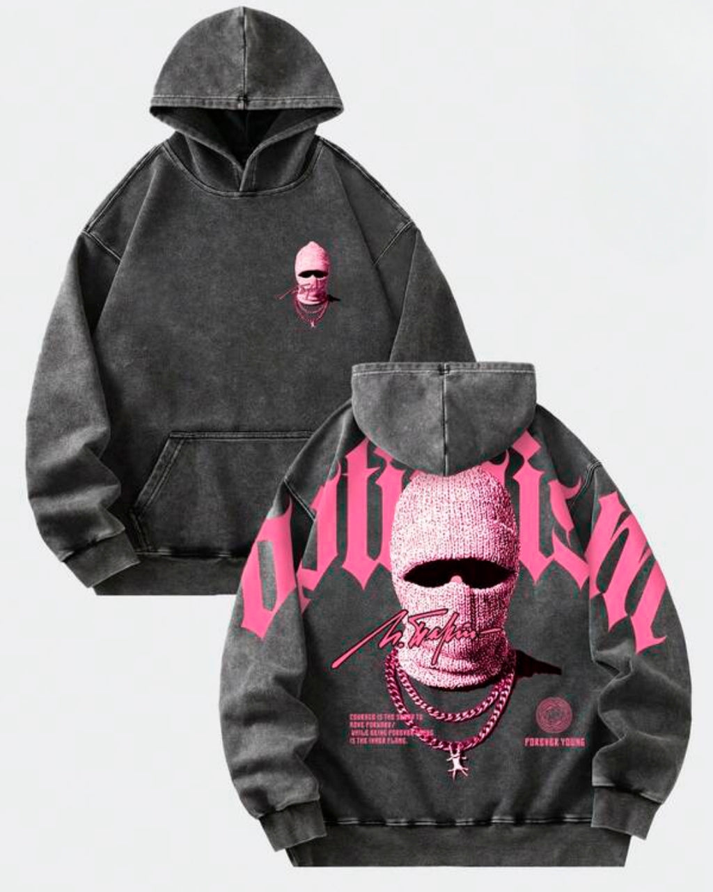 Moletom Com Capuz Bolso Canguru Estampa Costas E Frontal Casual