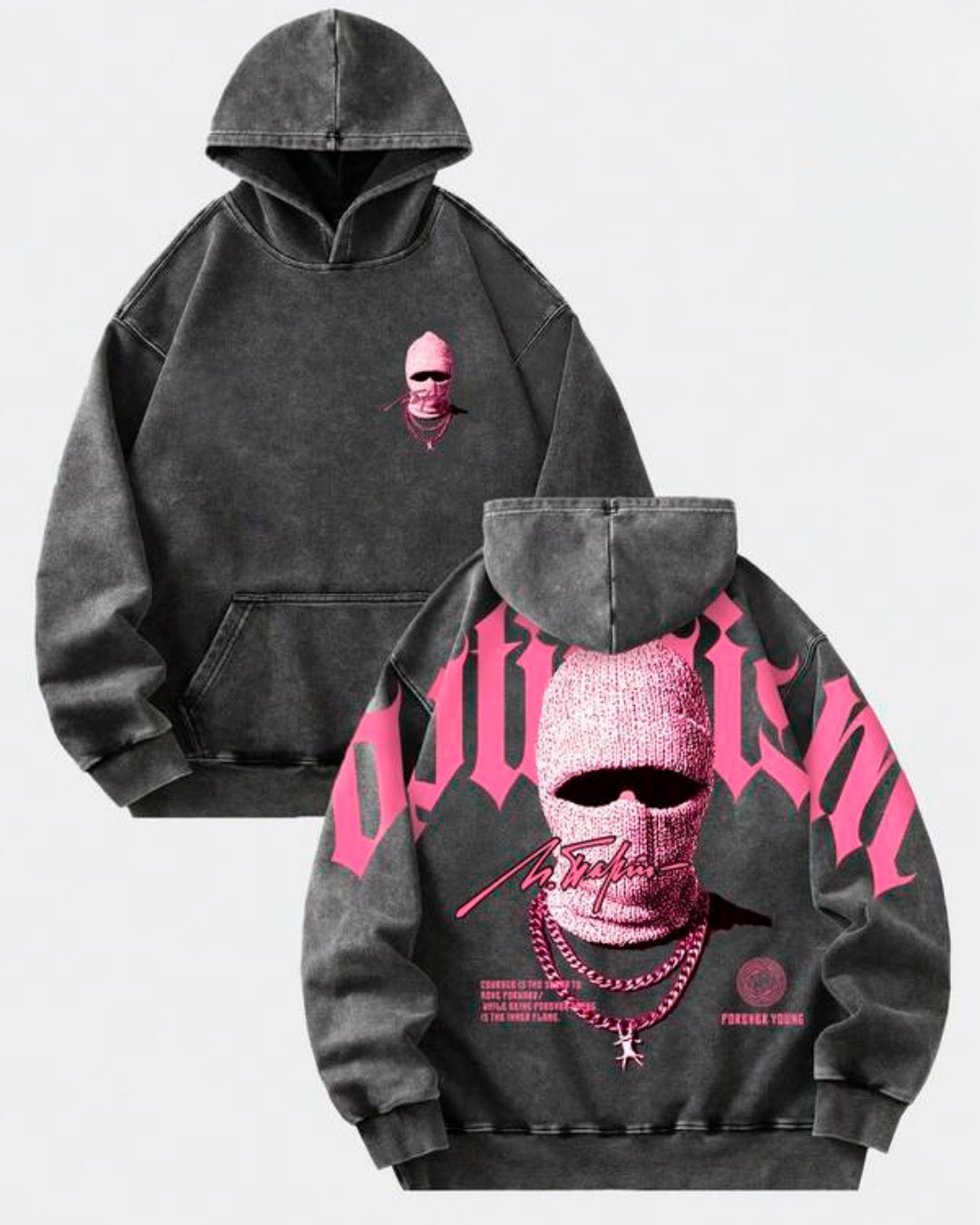 Moletom Com Capuz Bolso Canguru Estampa Costas E Frontal Casual